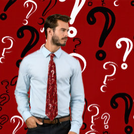 Gravata Pontos de Pergunta Distintas Tie- Branco, Preto, M