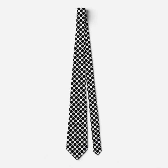Gravata Pontos diagonais - Preto no punho branco (Frente)