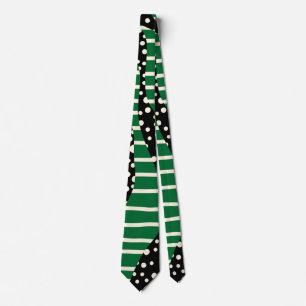 Gravata Pontos e faixas 2 - Verde, creme e preto