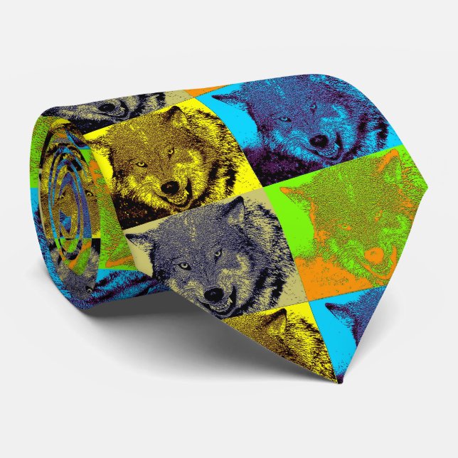 Gravata Pop Art Cinza Wolf (Rolled)