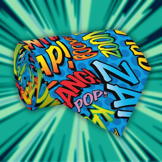 Gravata Pop de Arte da revista em quadrinhos - Super-herói (Comic Book Pop Art Sounds Superhero Neck Tie)