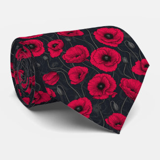 Gravata Poppies vermelhos