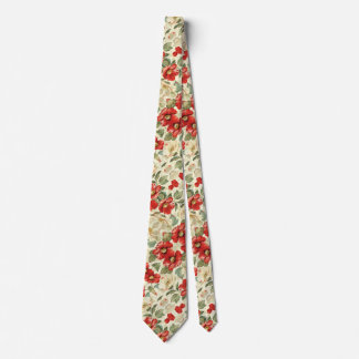 Gravata Poppies vermelhos em Creme