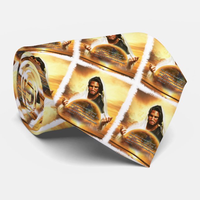 Gravata Por Deus, tão amado pelo mundo... John 3:16 Tie (Rolled)