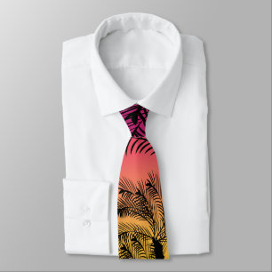 Gravata Pôr do Sol Amarelo Rosa Tropical Moderno Minimalis