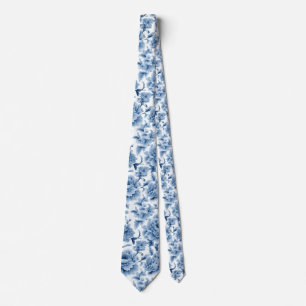 Gravata Porcelana Floral Azul Claro Presente para Padrinho