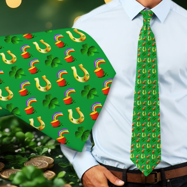 Gravata Pote Irlandês Lucky de Ferradura Dourada (Criador carregado)