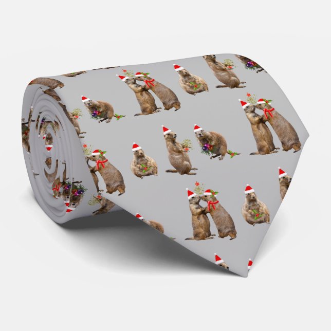 Gravata Prairie Christmas Tie (Cinza leve) (Rolled)