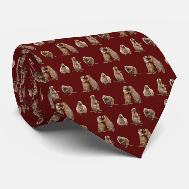 Gravata Prairie Dog Frenzy Tie Double Sided (Borgonha) (Rolled)