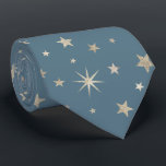 Gravata Prata Chic Elegante Stars Monogramas Azul Dusty<br><div class="desc">Padrão de estrela elegante e festiva para qualquer ocasião!</div>