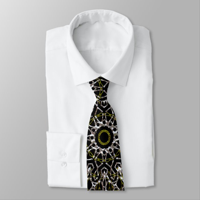 Gravata Prata e Dourada Tie Mandala (Amarrado)