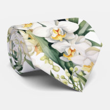 Gravata Premier White Orchids Formal de Gola Afiad