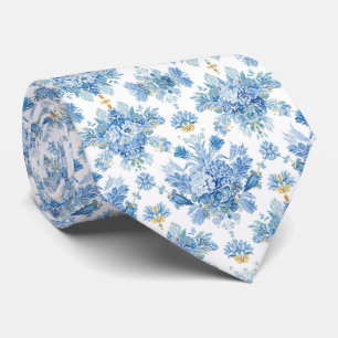 Gravata Presente Azul Claro Porcelana Floral para Noivos e