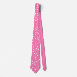 Gravata Presente Chic Rosa Branco Bolinhas para o Noivo  