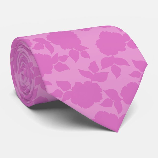 Gravata Presente de Noivo com Estampa Floral Rosa (Rolled)
