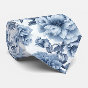Gravata Presente do Dia dos Pais em Porcelana Floral Azul 