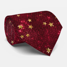 Gravata Presente Dourada Estrela Vermelha Elegante Maroon