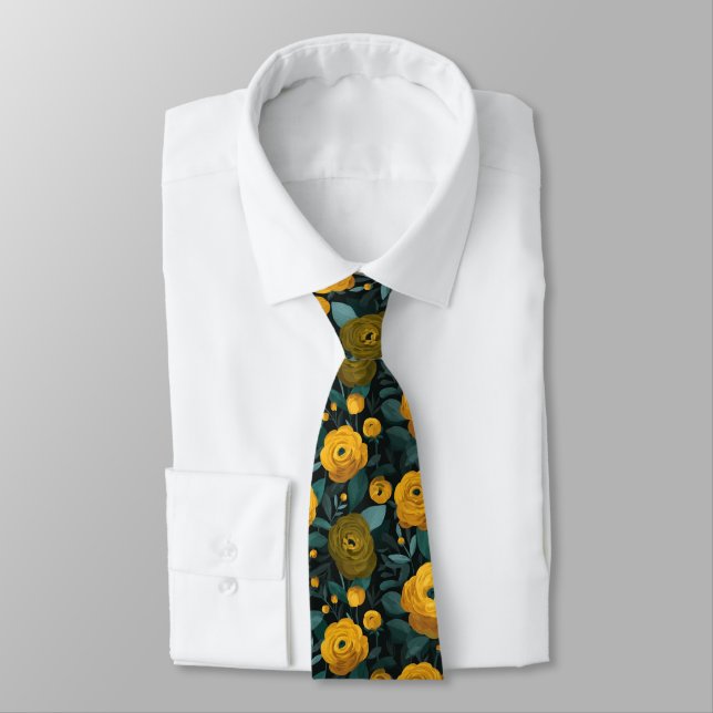 Gravata Presente Elegante De Ranúnculo Floral Para Namorad (Amarrado)