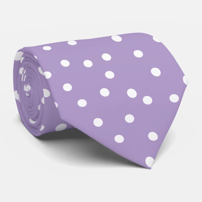 Gravata Presente Moderno Roxo Branco com Pontos para o Noi (Rolled)