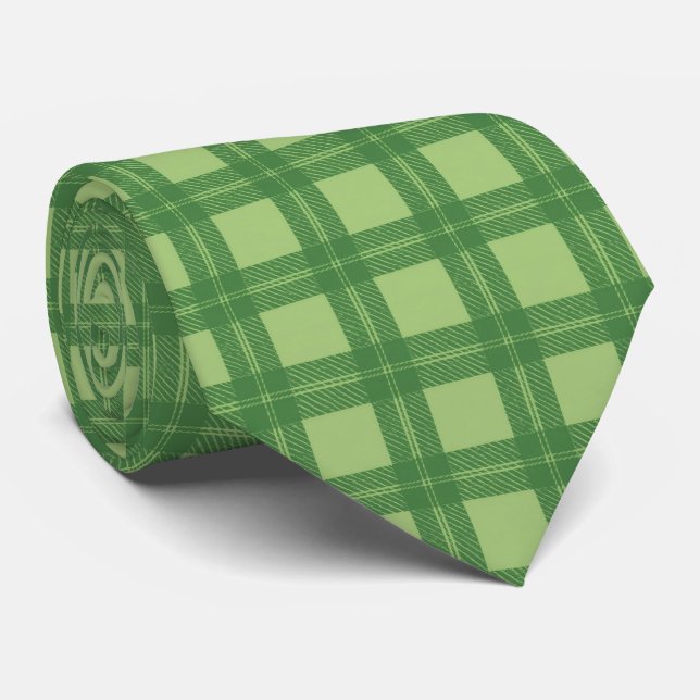 Gravata Presente Xadrez Fino Verde Floresta e Oliva Refina (Rolled)