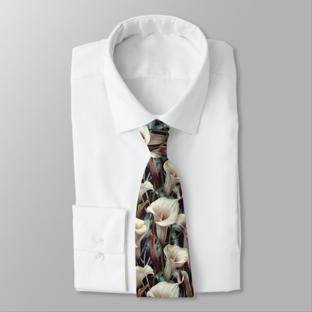 Gravata Presentes Elegantes Para Ele Copos-de-leite Floral (Amarrado)