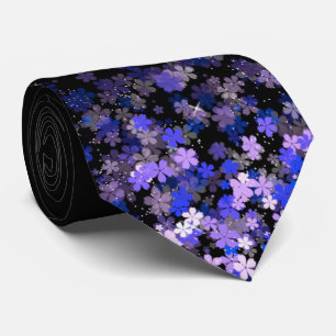 Gravata preta com cacho floral de lavanda masculin