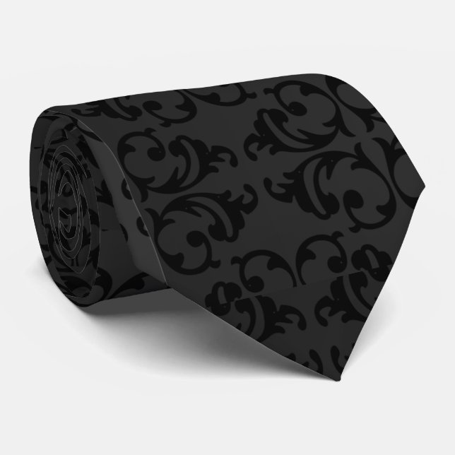 Gravata preta de damasco para padrinhos (Rolled)