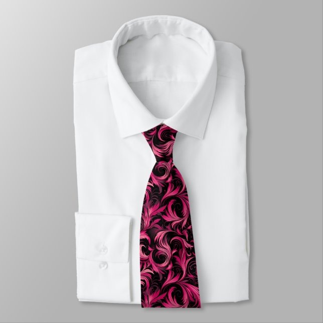 Gravata preta e rosa cheia de personalidade (Amarrado)