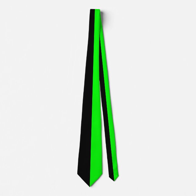 Gravata preta e verde lima com design de cores div (Frente)