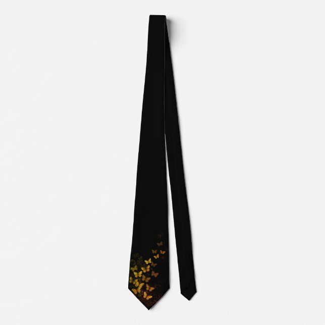 Gravata preta masculina com padrão de borboleta su (Frente)