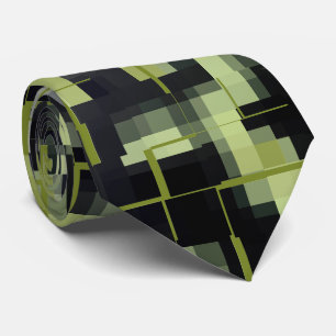Gravata Preto Abstrato Cinza Verde