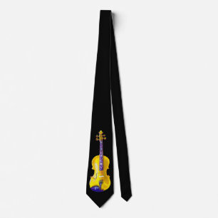 GRAVATA PRETO AMARELO DE VIOLIN-TIE-ON