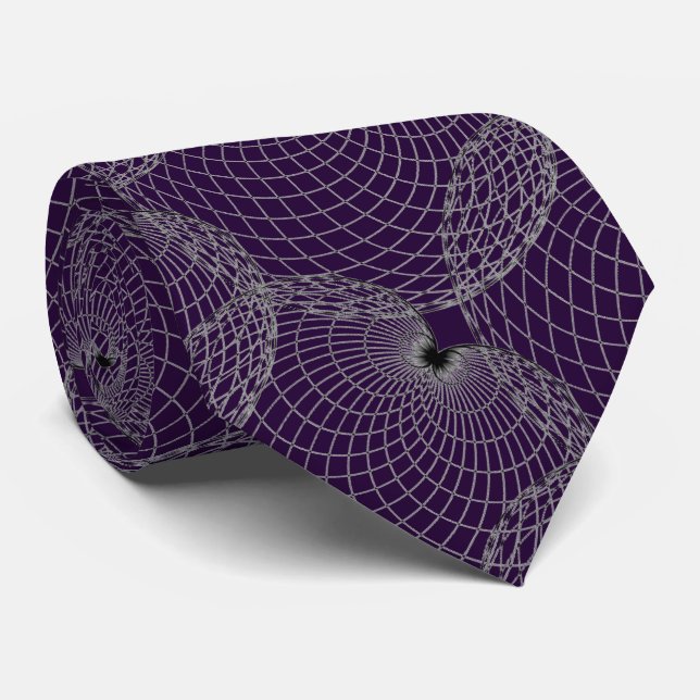 Gravata Preto Ametist Purple 20033 e Cinzas "Aranha Web" (Rolled)