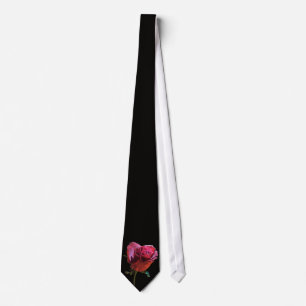 Gravata Preto com uma única rosa vermelha