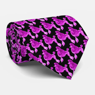 Gravata Preto de Poodle Rosa Quente