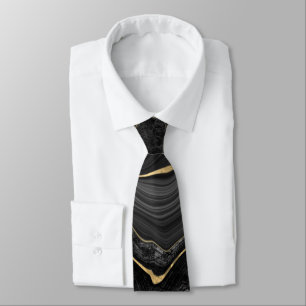 Gravata Preto Dourado Marble Tie