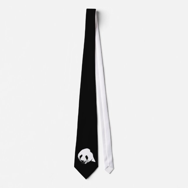 Gravata Preto e Branco Panda Tie (Frente)