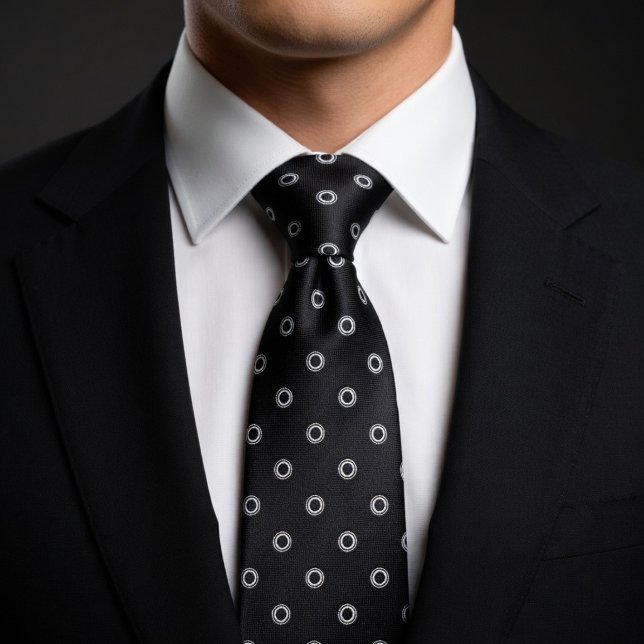 Gravata Preto e Branco Polca Sutil Elegante (Criador carregado)