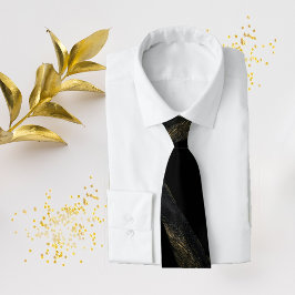 Gravata Preto e cintilante Dourado
