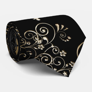 Gravata Preto e ouro elegante vitoriano