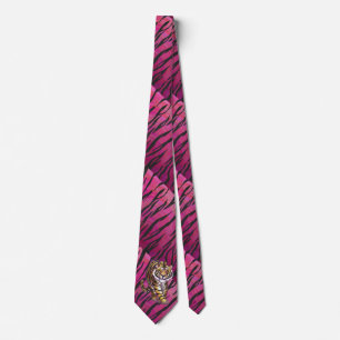 Gravata Preto e Rosa Tigre