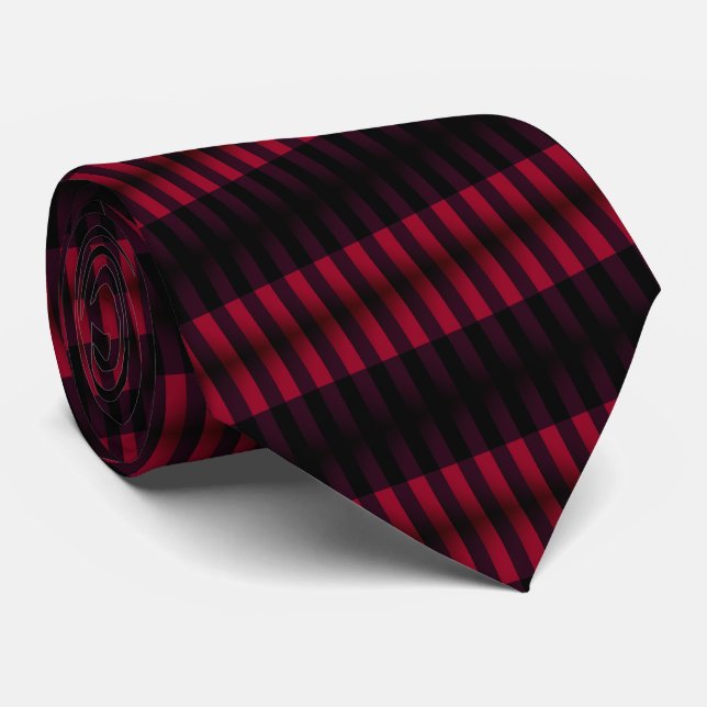 Gravata Preto e Vermelho Verificado - Moderno (Rolled)