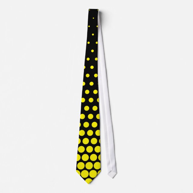 Gravata Preto moderno das bolinhas do amarelo de cádmio (Frente)