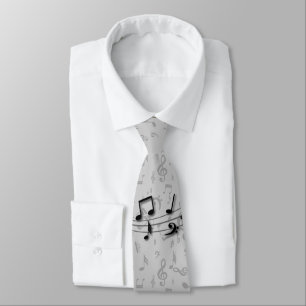 Gravata Preto personalizado e notas musicais cinzentas