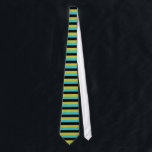 Gravata Preto, turquesa e listras amarelas<br><div class="desc">Listras horizontais no preto, turquesa azul esverdeado, e um greeny - cor amarela. Tem um olhar retro funky. Design listrado simples.</div>
