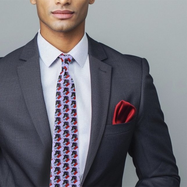 Gravata Preto Unicórnio Flores Roxo (Criador carregado)