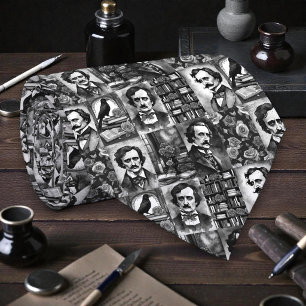Gravata pretos e brancos Edgar Allan Poe