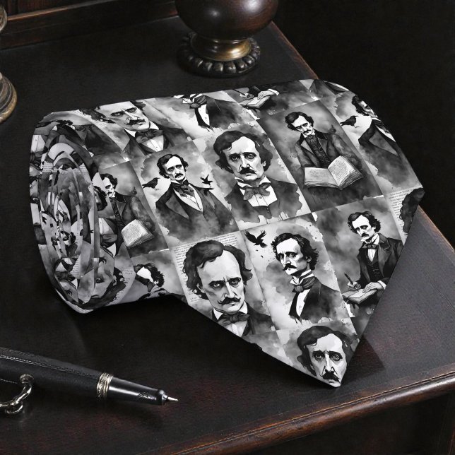 Gravata pretos e brancos Edgar Allan Poe (Criador carregado)
