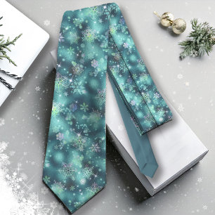 Gravata Prettiest Snowflakes, Teal ID846
