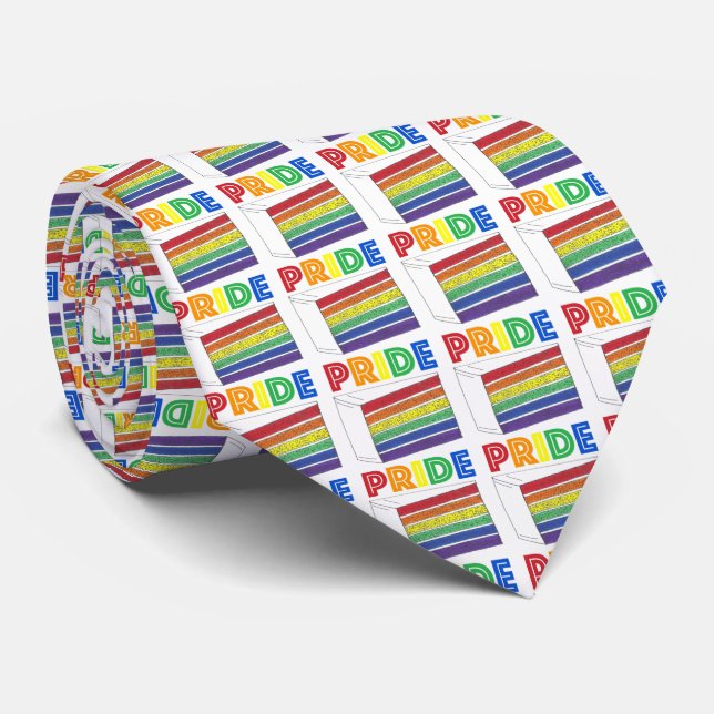 Gravata PRIDE Rainbow Layer Cake Slice Orgulho gay Tie (Rolled)